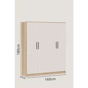 Armario Milano de 4 Puertas, Color Blanco Sonomo, Gran Capacidad de Almacenamiento, con 11 Estantes y 2 Perchas, Convertible y con Diseño Elegante - Product Image 4