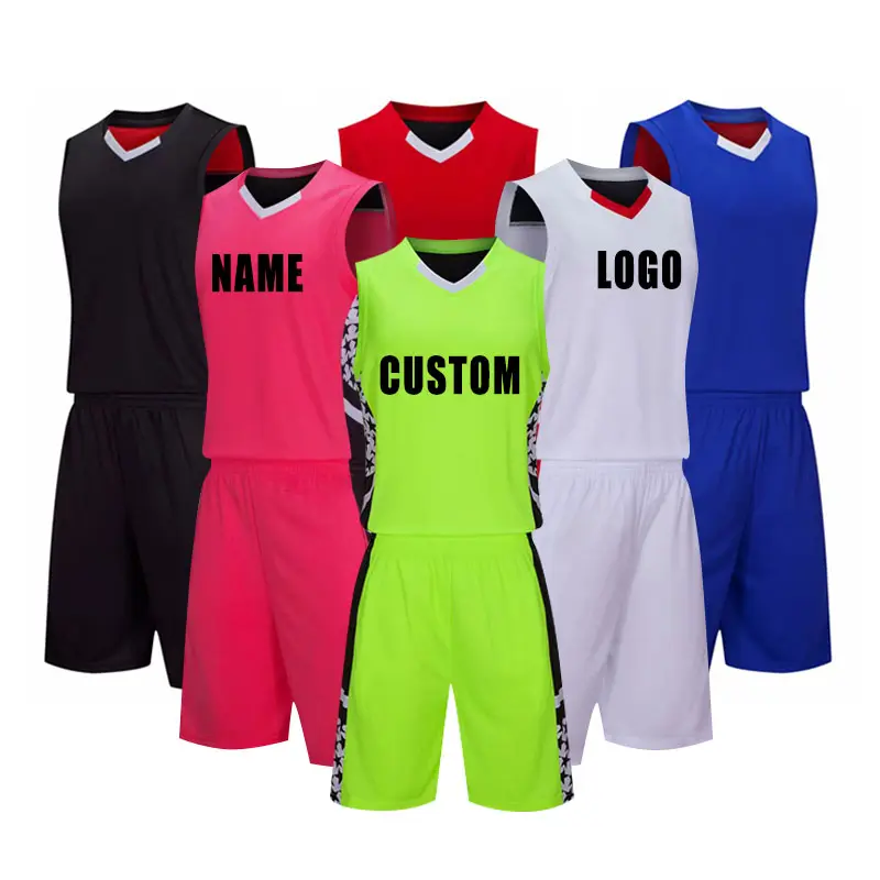 Breathable breathable uniform custom Jersey printing reversible team for training original black white basketball Wear design