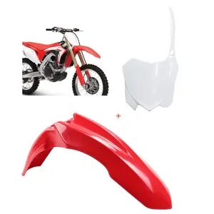 Wholesale bike wheel cover fender-Front Number Plates Name Plate / Red Off Road Motocross Enduro Front Fender Mudguards for Honda CRF250R 10-13 CRF450R 09-12