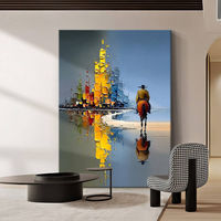 Peinture décorative à l'huile abstraite moderne texturée 3D, faite à la main, style minimaliste italien haut de gamme, sur toile, taille personnalisée, en promotion