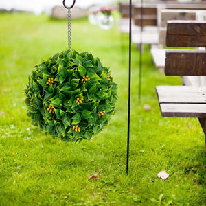 Q112 ukuran kustom plastik hijau bougnvil daun dengan buah Topiary bola tanaman sentuhan nyata buatan bola gantung - Product Image 2