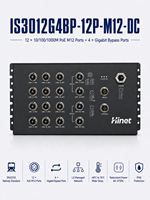 Commutateur Ethernet industriel EN50155 M12 avec 12 ports 10/100/1000M et 4 ports de bypass Gigabit pour véhicules ferroviaires (PoE/Non-PoE)