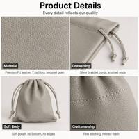 Pochette à bijoux personnalisée en cuir PU avec cordon de serrage 7,5x10cm |   Sac cadeau en similicuir grainé, fabrication OEM, vente en gros, MOQ 200
