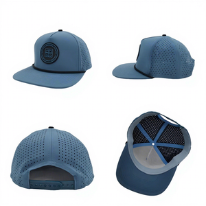 Cappellino da Baseball Personalizzato con Logo in Gomma, 5 Pannelli, Fori Tagliati al Laser, Impermeabile, Asciugatura Rapida, Stile Dad Hat - Product Image 3