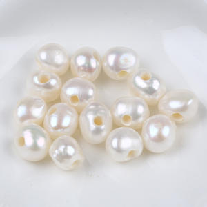 Perles d'eau douce baroques Zhuji à grand trou, 8-9 mm, faites à la main, double face, côté clair, matériel de bricolage, perles colorées en vrac - Product Image 3