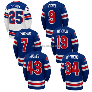 Melhor Qualidade Costurada 2026 Equipe dos EUA Personalizável # 19 Matthew Tkachuk # 43 Quinn Hughes # Camisa de Hóquei no Gelo 34 Auston Matthews - Product Image 1