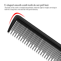 Peigne à queue de rat de salon antistatique de marque privée avec logo personnalisé Peigne à raie résistant à la chaleur en plastique et fibre de verre en nylon et carbone