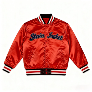 Custom Men's <strong>Red</strong> Nylon Bomber <strong>Jacket</strong> Oversized Satin Streetwear Embroidered Letter <strong>Jacket</strong> Windproof Men's Satin Bomber <strong>Jacket</strong> - Product Image 1