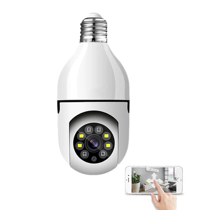 Cámara de vigilancia con bombilla de precio más barato de fábrica, cámara inteligente HD Wifi, cámara WIFI inalámbrica de seguridad para interiores