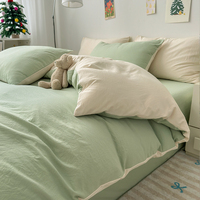 Vente en gros de linge de lit 4 pièces en pur coton 200TC, housse de couette, taie d'oreiller, drap-housse, OEM ODM OEKO TEX, taille personnalisée