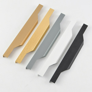 Embedded Thumb Concealed <b>Handle</b> Aluminum Alloy Door Mount Black <b>Brushed</b> Gold Matte Gray White Invisible Cabinet Drawer <b>Handle</b> - Product Image 1