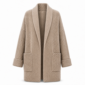 Cardigan long ample côtelé épais à col châle en <span class=keywords><strong>maille</strong></span> d'avoine, style coréen, épaules tombantes, pour femme, automne-hiver, vente en gros - Product Image 3