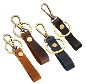 Custom Fashion Fuchsia Keychain Double Ring Car Key Gift Set Engraved Leather Keychain