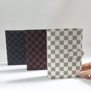 No Moq หนัง PU กันน้ำลายตารางหมากรุกทำซ้ำสมุดบันทึกการจัดระเบียบโฟลเดอร์หนังสือเครื่องผูกงบประมาณ A5 - Product Image 5