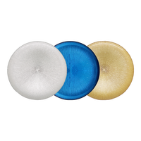 Luxe argent or bleu rond 13 pouces motif vertical vaisselle décor à manger assiettes de chargeur en verre pour les événements de banquet de mariage