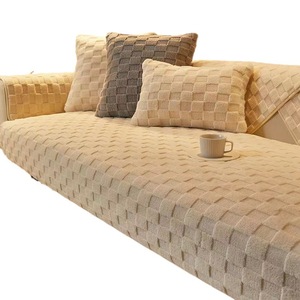 <b>Sofa</b> Cushion Plush 90 X 180Cm Non Slip Seat Pad <b>For</b> Winter <b>Sofa</b> <b>Cover</b> Warm Fleece Gray And Off White - Product Image 4