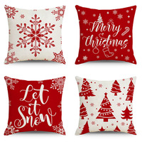 Sarung Bantal Natal Modern Selebriti Grosir 100% Poliester dengan Ritsleting, Set Dekorasi Sofa Rumah, Pola Baru