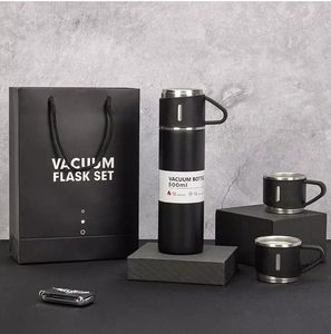 Ensemble cadeau Bouteille avec tasse Bouteille d'eau thermique isolée Ensemble cadeau <span class=keywords><strong>Thermos</strong></span> en acier inoxydable 304 avec 3 couvercles Cadeau d'affaires - Product Image 6