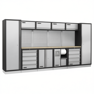 Meuble d'atelier modulaire Fervi A007B, armoire de rangement d'outils avec panneau perforé et tiroirs pour garage - Product Image 2