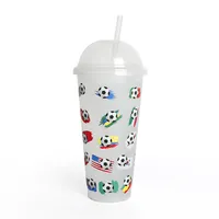 מכירה חדשה כדורגל כוס ממותג הדפסת חלב תה pp לשימוש חוזר קר לשתות קפה כוסות עם מכסים