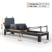 Machine de Pilates Reformer en alliage d'aluminium noir avec Cadillac et demi-tour, lit de yoga pour studio commercial, prix de gros OEM