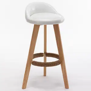 Solid Wood Nordic Modern Minimalist Bar Chair Home Backrest Bar Stool Front Desk Milk Tea Shop Leisure High Chair Bar Chair