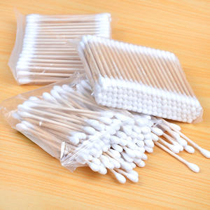 Coton-tiges jetables à double extrémité en bois, coton-tiges pour nettoyer les oreilles, serviettes hygiéniques, coton-tiges démaquillants. - Product Image 2