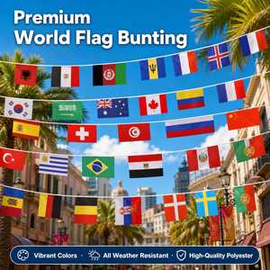 Wholesale Custom Various Countries <b>String</b> Flags Double Sided Heavy Duty Fabric Outdoor Event Sports Bunting Banner - Product Image 1