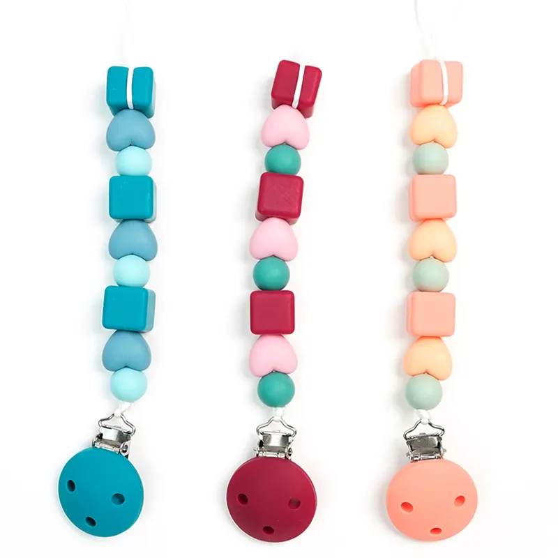 Nuevos productos para bebés Hemu Circle Creative Baby Silicone Beads Bite Teether Chupete Chain Anti-Drop Chain Molar Products Juguetes