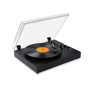 Tourne-disque vinyle rétro avec haut-parleur Bluetooth intégré, système audio HiFi, couvercle anti-poussière en acrylique, plateau en <span class=keywords><strong>bois</strong></span> pour la décoration de la maison - Product Image 6
