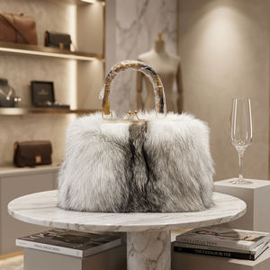 Bolso de Mano de Piel de Zorro Auténtica, Bolso de Noche para Mujer de Piel de Zorro Completa - Product Image 1
