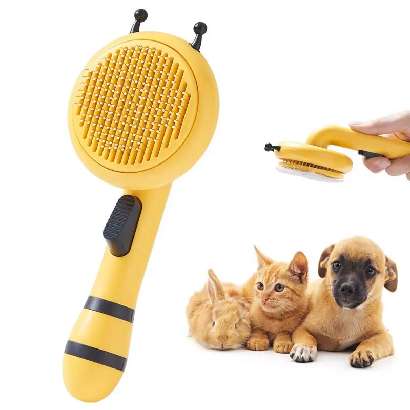 2024 nouvelle aiguille en acier inoxydable en un clic nettoyage des abeilles pour chien chat outil de toilettage flottant cheveux enlever Massage peigne pour animaux de compagnie brosse