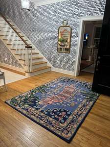 Tapis persans floraux de luxe de grande taille, design personnalisé, en laine, tuftés à la main, lavables, avec dos en latex antidérapant, poils moyens, tapis d'intérieur - Product Image 2