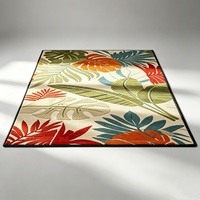 Tropical Leaves Printed Flat Weave Low Pile Polypropylene Runner Rug Stain Resistant Hallway Carpet for Living Room Home Decor