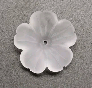 Pierre précieuse en quartz blanc givré en forme de fleur, taille T-2F 16mm/18mm, pour la création de bijoux - Product Image 1