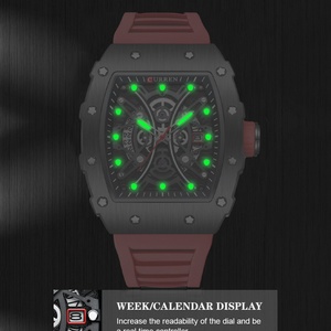 Reloj CURREN 8438 de Marca Superior para Hombre, Reloj de Pulsera Cuadrado de Cuarzo, Resistente al Agua, Luminoso, Cronógrafo Deportivo, Reloj Curren Original - Product Image 5