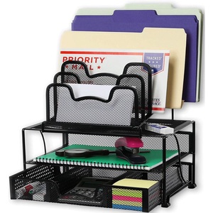 Wholesale Factory Price Metal Wire Mesh Desk Organizer 5 <strong>Stacking</strong> Sorter Sections Sliding <strong>Drawer</strong> Double Tiers for Living Room - Product Image 1