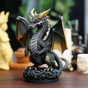 Statue en résine Chevalier Dragon, Décoration de bureau fantastique et science-fiction, Figurine de collection, 12 ans et plus - Product Image 4