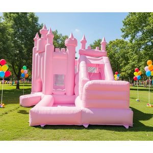 Wedding Party Fade-resistant PVC Materials pink Moonwalk Lightweight Inflatable Bouncer <b>Slide</b> Ball Pit <b>for</b> Toddlers 300-500kg - Product Image 3
