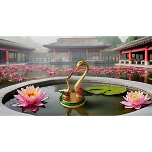PARIJAT HANDICRAFT Aluminium Paire Kissing Duck Statue Multicolore Peint Vastu Sculpture Décorative pour Maison Bureau Table Bureau - Product Image 1