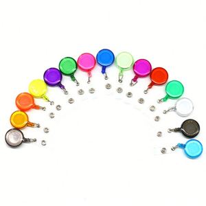 X57 ABS Plastic Round Office Supplies Medical Name Id Card Retractable <b>Badge</b> Reels Holder With <b>Clips</b> - Product Image 1