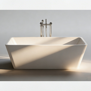 Baignoire compacte en acrylique pour trempage profond, écologique, portable, avec drain, idéale pour les salles de bain d'appartement - Product Image 1