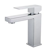 Robinet de lavabo moderne chromé à poignée unique, à monter sur le plan, avec valve en céramique, pour lavabo extérieur de salle de bain