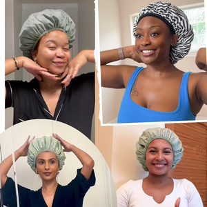 QINGYAN Bonnets <span class=keywords><strong>de</strong></span> Douche Écologiques Imperméables Mignons avec Nœud pour Salon, Maison, Hôtel – Bonnets <span class=keywords><strong>de</strong></span> <span class=keywords><strong>Bain</strong></span> Durables - Product Image 4