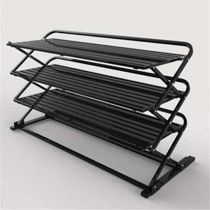 Three Layer <b>Foldable</b> <b>Shoe</b> <b>Rack</b> Carbon Steel Metal Storage Holder Rectangular Standing Type For Closet <b>Shoes</b> 10-20 Pairs - Product Image 3