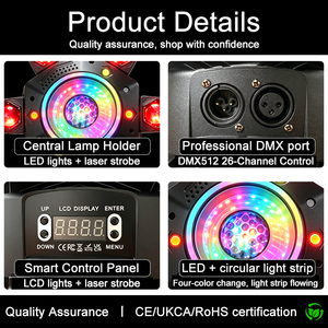 Faro mobile a 6 bracci Bee Eye Abyss 150W, attrezzatura professionale per palcoscenici e feste, striscia LED attivata dal suono, Little King Kong Light - Product Image 5