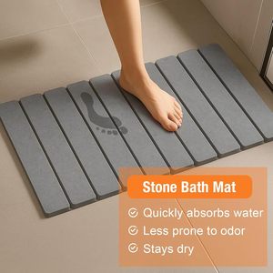 Tapis de bain pliable en pierre de diatomite gris foncé, tapis de séchage de vaisselle en forme de pierre, tapis de bain pliable pour la maison - Product Image 3