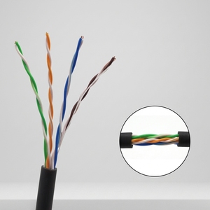 Câble UTP Cat 5e extérieur noir en cuivre pur Ethernet 4 paires 100 MHz résistant aux UV et étanche pour routeur et switch - Product Image 1