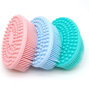 Cepillo de Baño de Silicona de Doble Cara de Grado Alimenticio, Masajeador de Cuero Cabelludo de Paja de Trigo, Cepillo para Champú, Exfoliante Corporal - Product Image 4