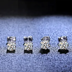 925 sterling silver moissanite stud earrings stylish light luxury micro-set diamond bridal stud earrings